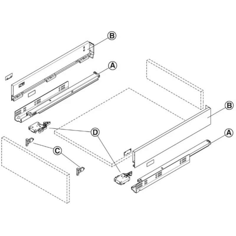 foto del prodotto spondine hafele matrix box slim a 175 mm antracite lunghezza 400 mm