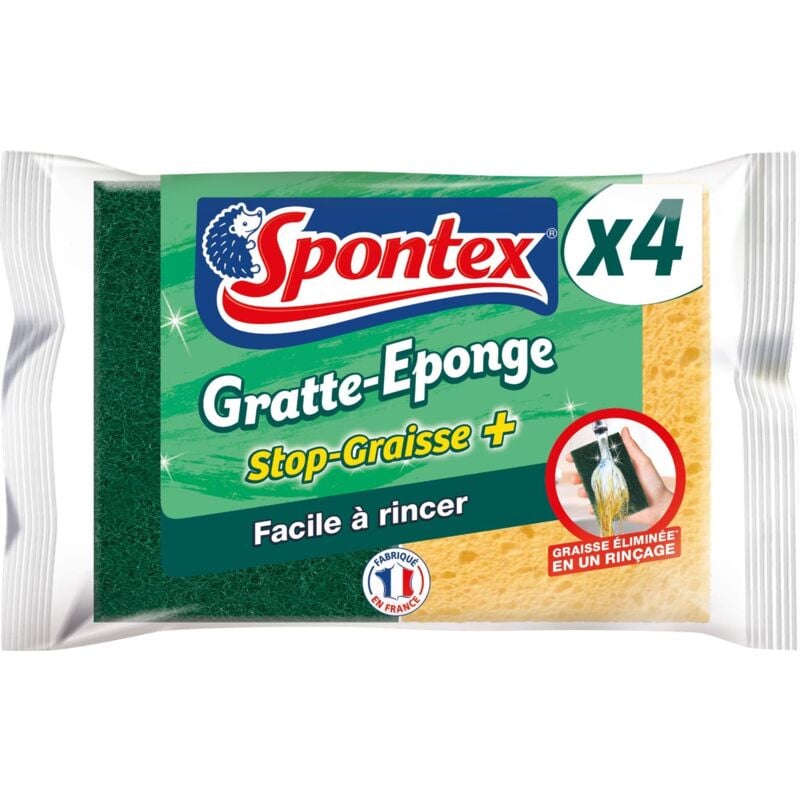 foto del prodotto spontex grattaspugna stop grasso 4 spugne raschianti verdi protezione antigrasso