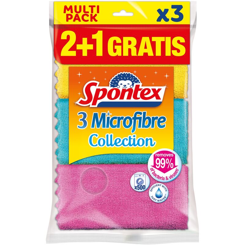 foto del prodotto spontex mf collection 2 1 microfiber cloth, multicolore, 3 count confezione da 1 