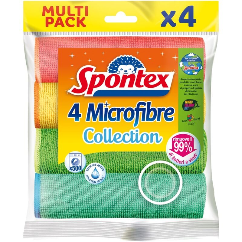 foto del prodotto spontex microfibre x4, panni multiuso colorati in microfibra tessile, 4 pezzi, microfibra confezione da 4 