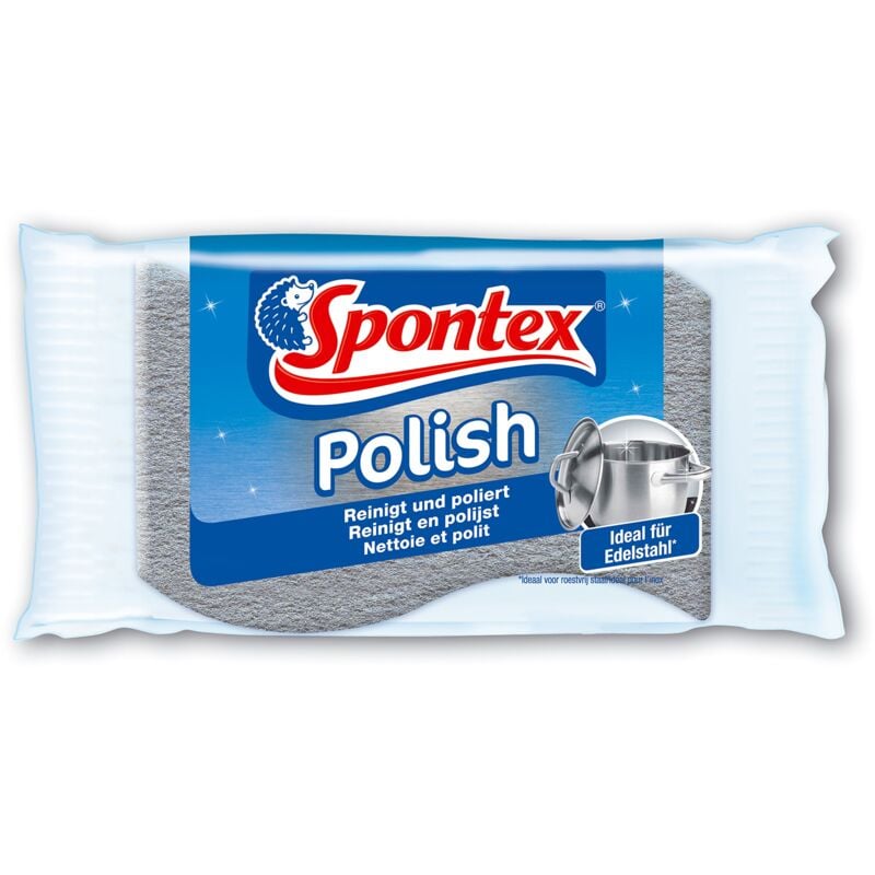 foto del prodotto spontex polish spugna abrasiva in acciaio inox, ideale per pentole in acciaio inox