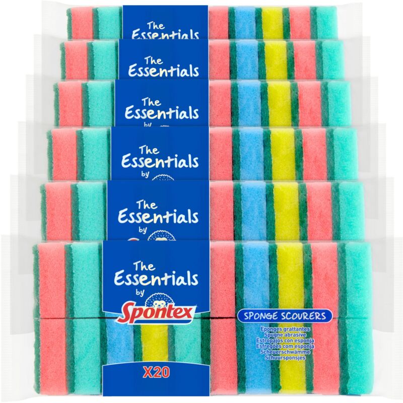 foto del prodotto spontex spugna abrasiva essentials 6 x confezione da 20, totale 120