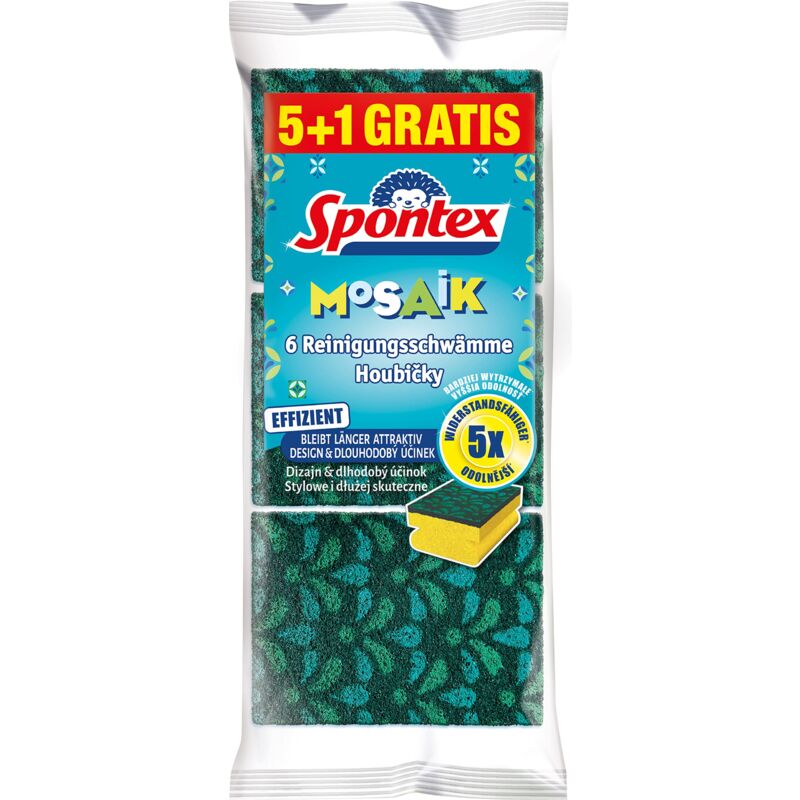 foto del prodotto spontex spugna per la pulizia a mosaico, con tecnologia anti pelucchi e pratica impugnatura, colore non selezionabile, confezione da 6