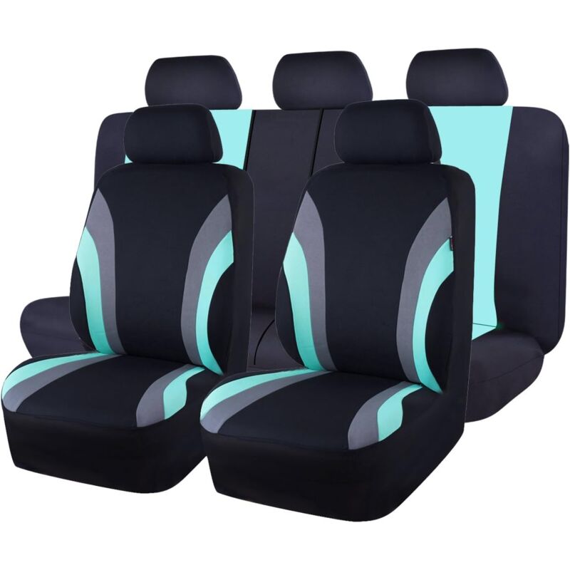 foto del prodotto sport cloth 11 pezzi coprisedili universali per auto 100 traspiranti, interno in schiuma composita da 5 mm, compatibili con airbag, cerniera a 3