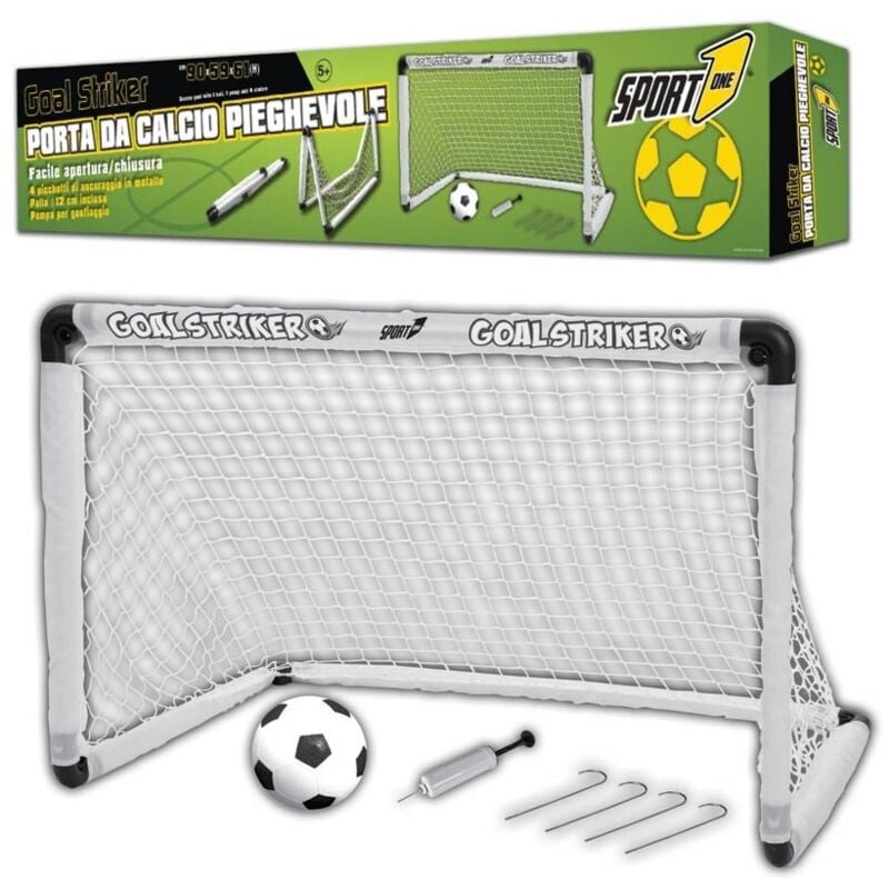 foto del prodotto sport1 porta calcio goal striker pieghevole 90x59x61 h rete palla 4 piccchetti calcetto