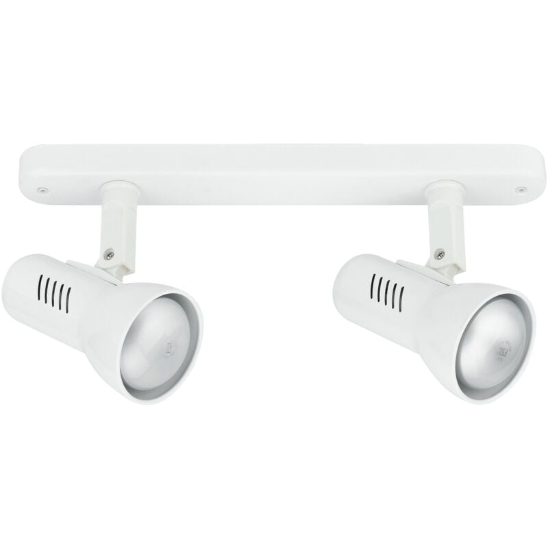 foto del prodotto spot carrera in metallo bianco con due diffusori orientabili 