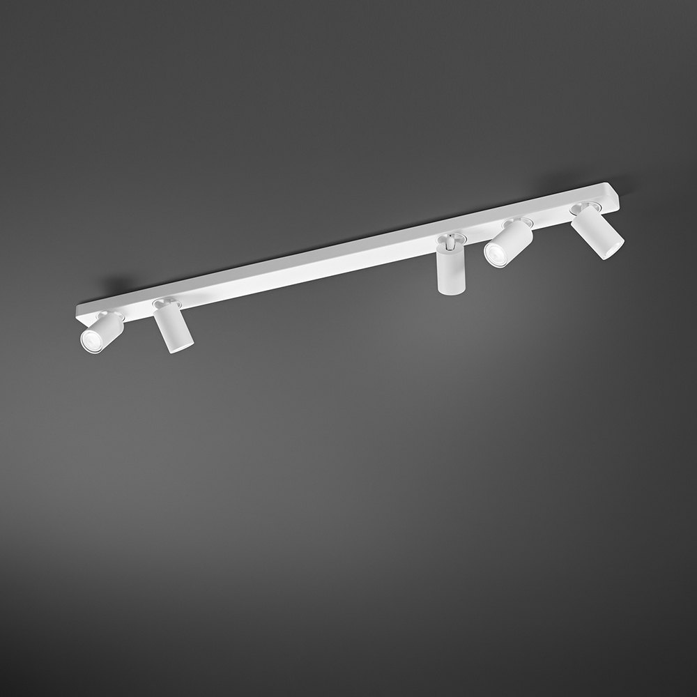 foto del prodotto spot cilindrico moderno oddy alluminio bianco 5 luci gu10