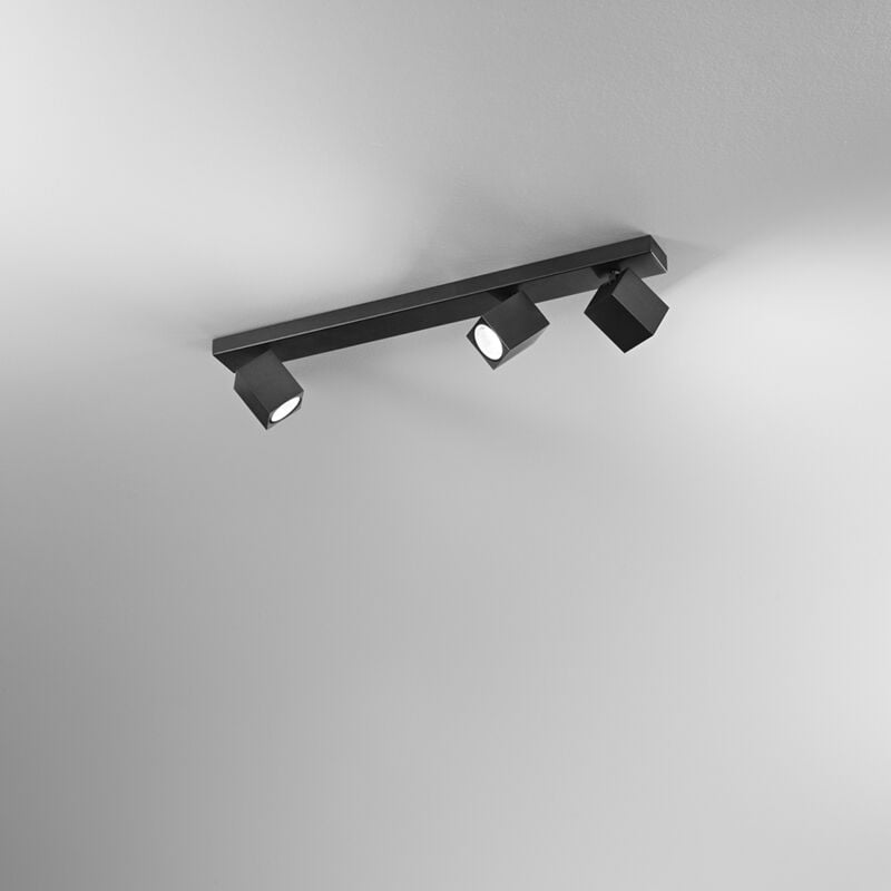 foto del prodotto spot cubico moderno oddy alluminio nero 3 luci gu10