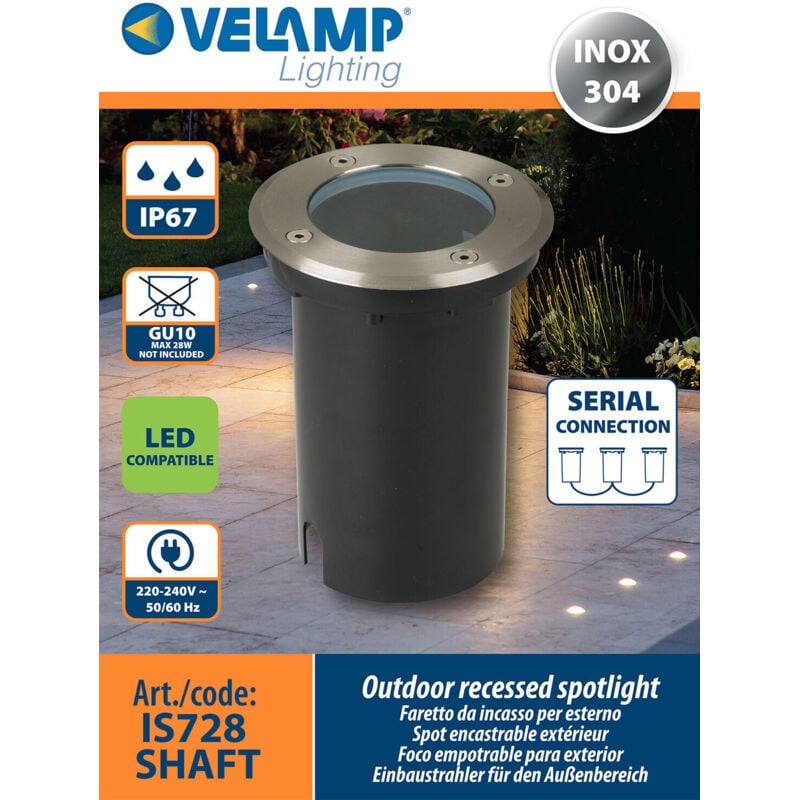 foto del prodotto spot faretto da incasso a terra per esterno ip67 attacco gu10 velamp