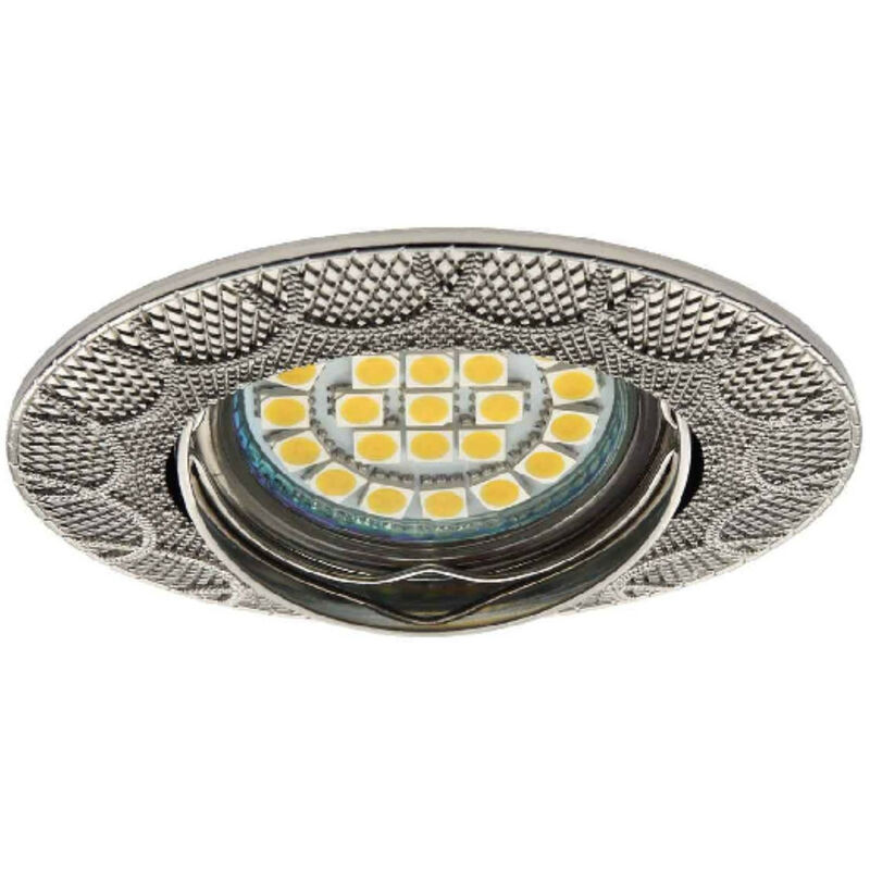 foto del prodotto spot led montato max 50w gu5.3 gu10 ip20 orientabile 30 tappetino rotondo cromato 90mm perforazione 74mm
