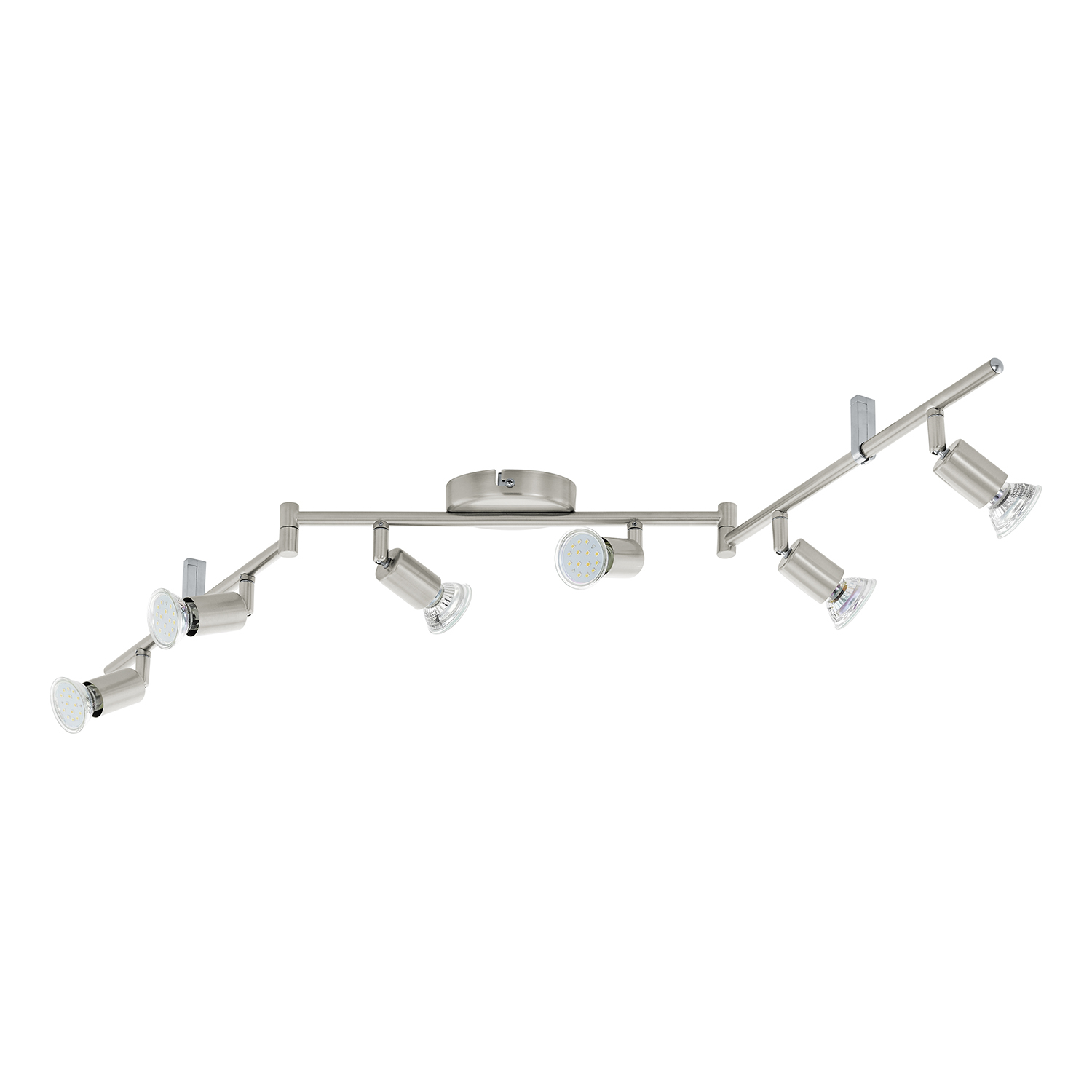 foto del prodotto spot moderno buzz led in acciaio nichel satinato 6 luci gu10 2,8w ip20