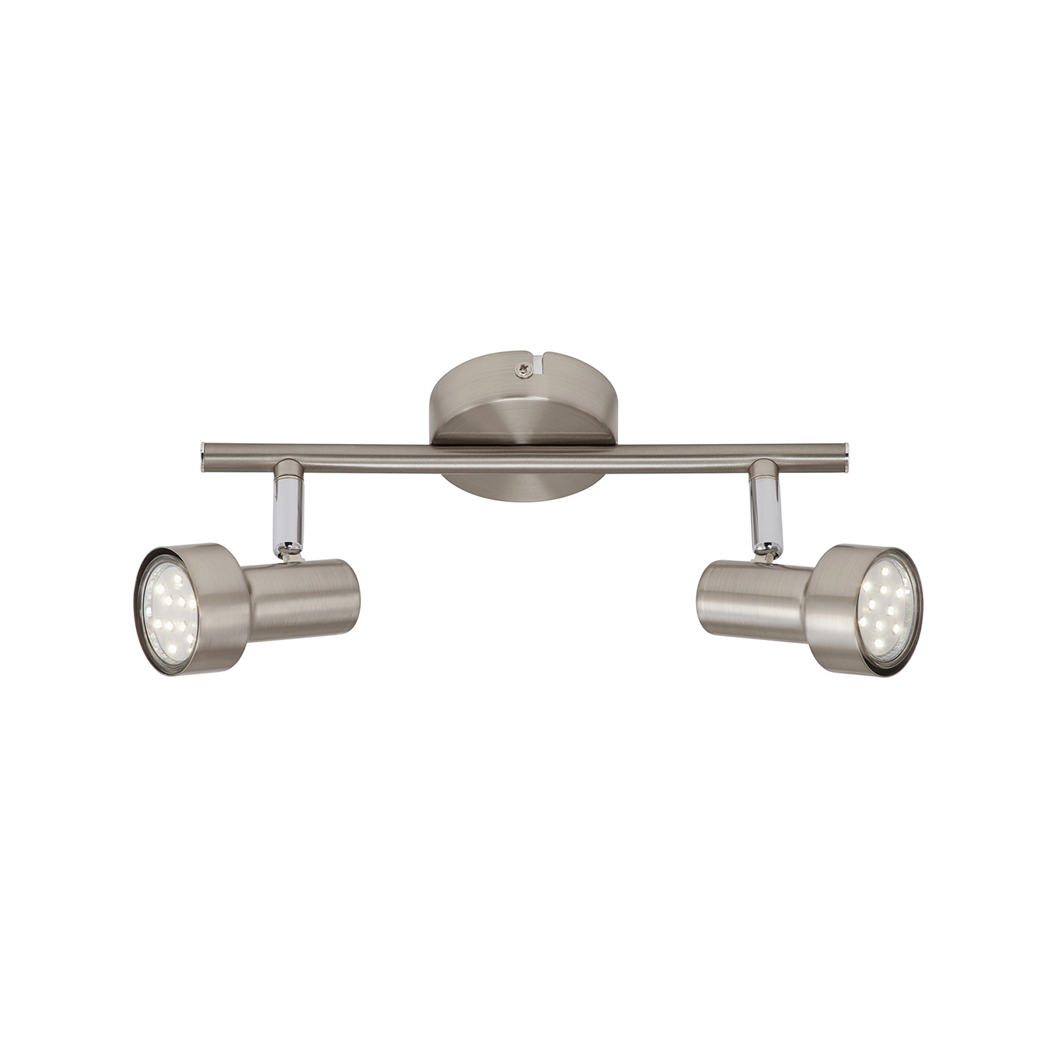 foto del prodotto spot moderno sub metallo nichel satinato 2 luci gu10