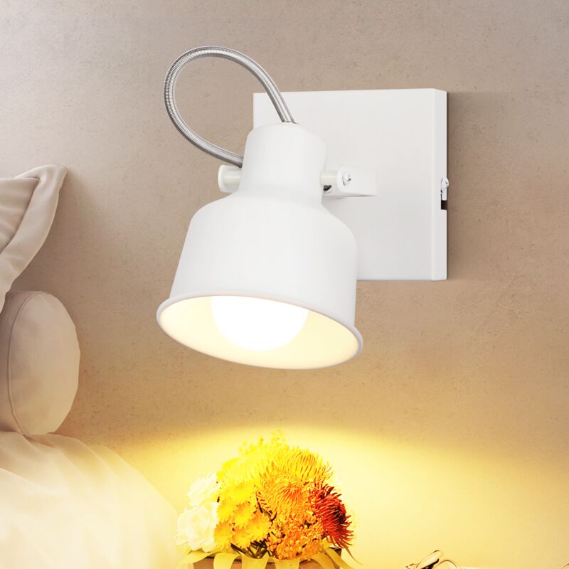 foto del prodotto spot plafoniera 1 lampadina bianco spot parete vintage pivotante 350 max.40w spot e14 attacco lampada da cucina retro per soggiorno camera da letto
