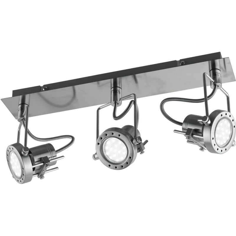 foto del prodotto spot plafoniera techno in metallo nichel orientabile con lampadine incluse 