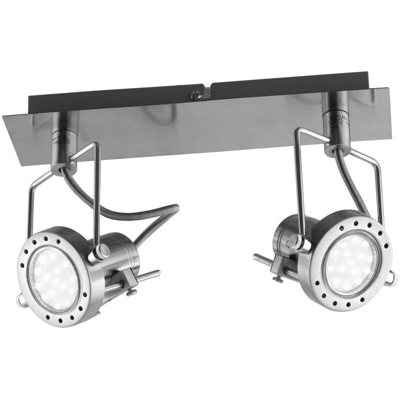 foto del prodotto spot techno orientabile in metallo nichel con due lampadine incluse 