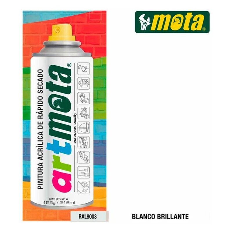 foto del prodotto spray bianco opaco ral9003 216ml la05 mota