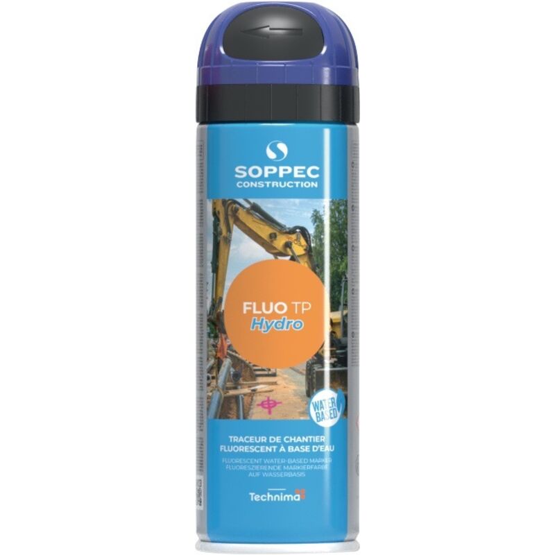 foto del prodotto spray de marquage de chantier fluo tp hydro bleu fluo 500ml bombe a rosol soppec par 12 