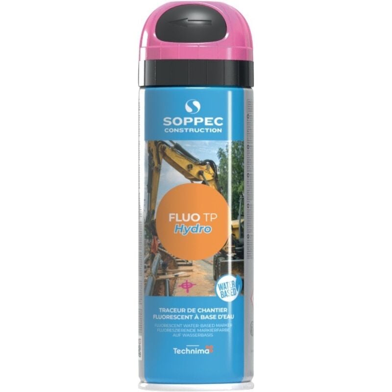 foto del prodotto spray de marquage de chantier fluo tp hydro rose fluo 500ml bombe a rosol soppec par 12 