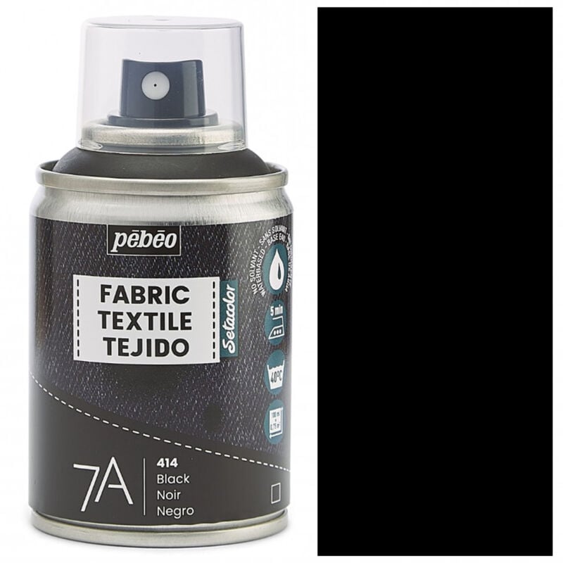 foto del prodotto spray pebeo 7a nero vernice per tessuti per vestiti 100ml aerosol tessile 414