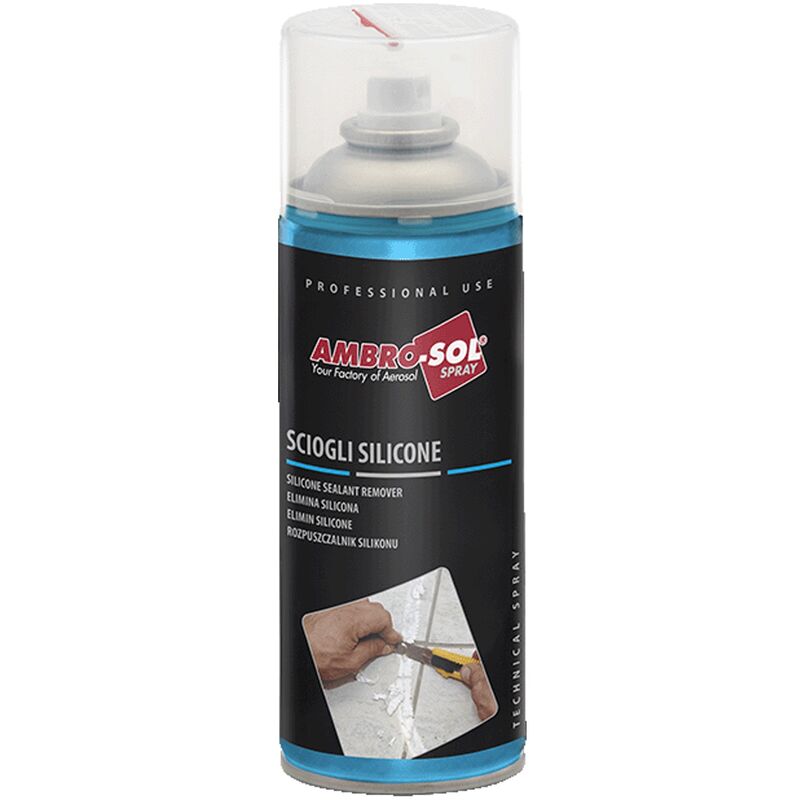 foto del prodotto spray sciogli silicone, rimuove il silicone e relativi residui senza aggredire le superfici e senza opacizzarle, agisce rapidamente, bomboletta spray