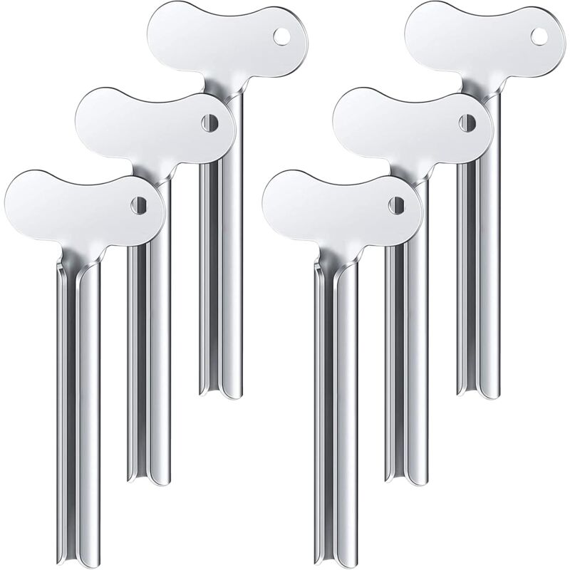 foto del prodotto spremi dentifricio, 6 pezzi, chiave per spremi tubi in metallo, rullo per dentifricio in acciaio inossidabile, per vernice, crema, cosmetici e