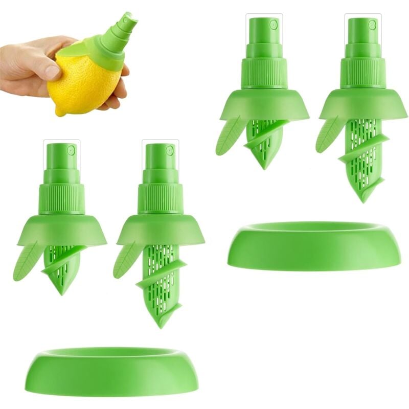 foto del prodotto spremiagrumi manuale per agrumi, 2 spremiagrumi manuali grandi e 2 piccoli, spremiagrumi manuale verde, con base rotonda, spruzzatore per limoni, per