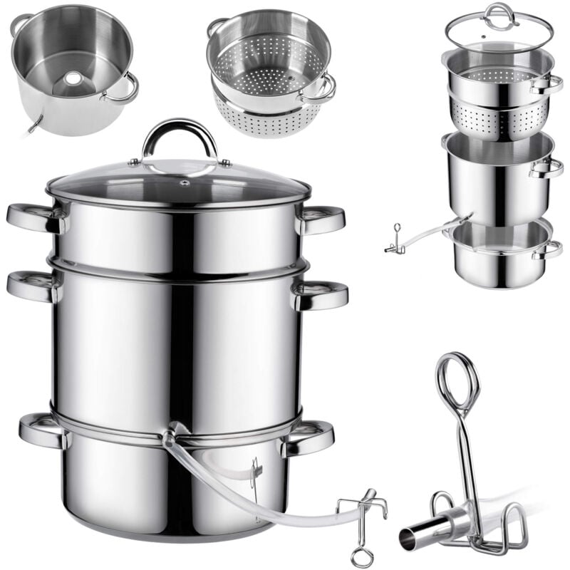 foto del prodotto spremiagrumi pentola 8l in acciaio inox a vapore per induzione gas acciaio 3in1 grande kadax
