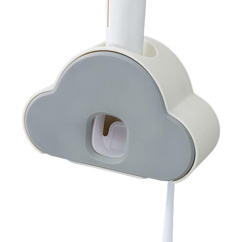 foto del prodotto spremidentifricio automatico 2 in 1, portaspazzolino, dispenser per dentifricio da parete per bagno per bambini e famiglie, portadentifricio grigio e
