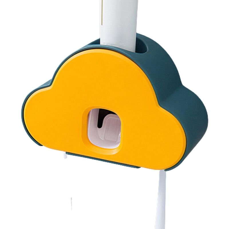 foto del prodotto spremidentifricio automatico 2 in 1, portaspazzolino, dispenser per dentifricio montato a parete per bambini e bagno di famiglia, portadentifricio