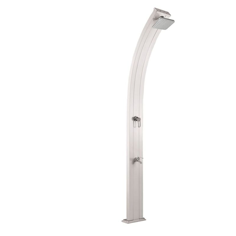 foto del prodotto spring 30l formidra doccia solare da esterno alluminio sciacqua piedi, soffione e miscelatore 26x12x228cm grigio metallizzato