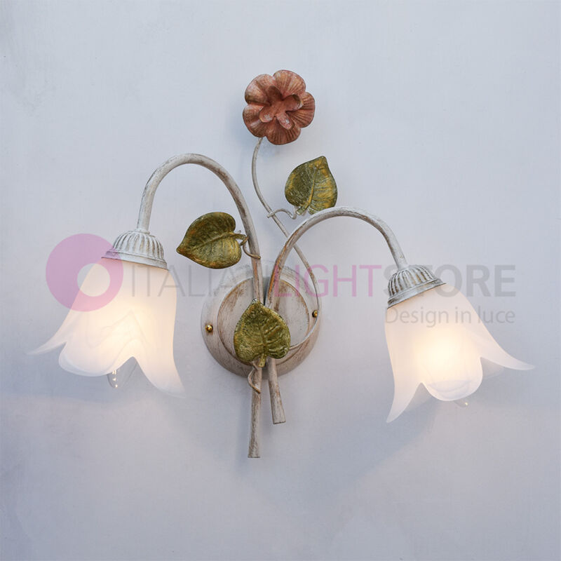 foto del prodotto spring applique a 2 luci in ferro decorato stile floreale