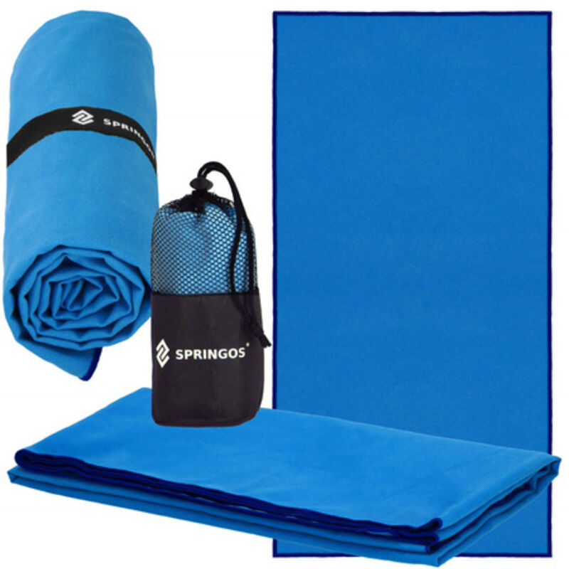foto del prodotto springos asciugamano da spiaggia in microfibra 150x75 cm, asciugatura rapida, colore blu scuro, ideale per la piscina