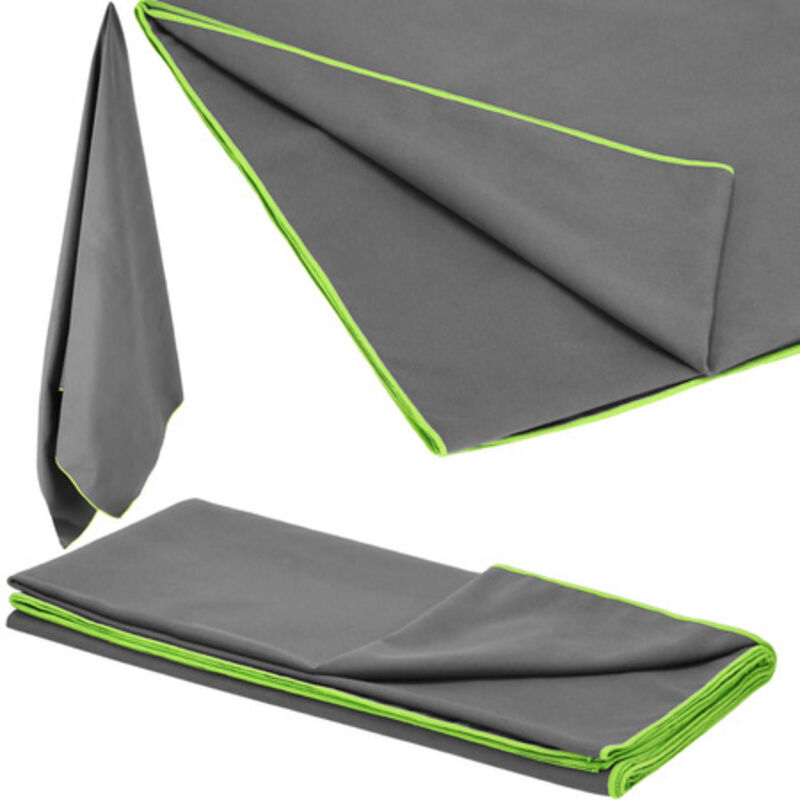 foto del prodotto springos asciugamano da spiaggia in microfibra 180x90 cm, asciugatura rapida, verde e grigio, ideale anche per la piscina.