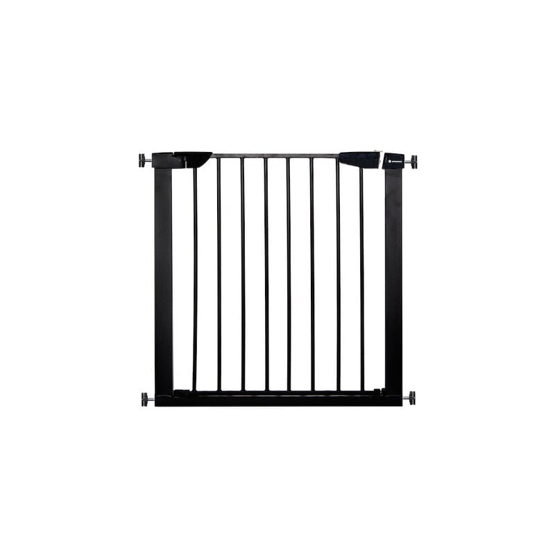 foto del prodotto springos barriera per scale 75 82 cm, cancelletto a pressione, di colore nero per sicurezza.