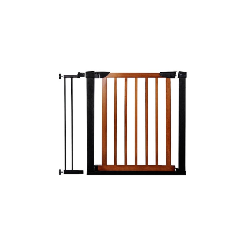 foto del prodotto springos barriera per scale da 75 96 cm cancelletto a pressione, di sicurezza in nero marrone.