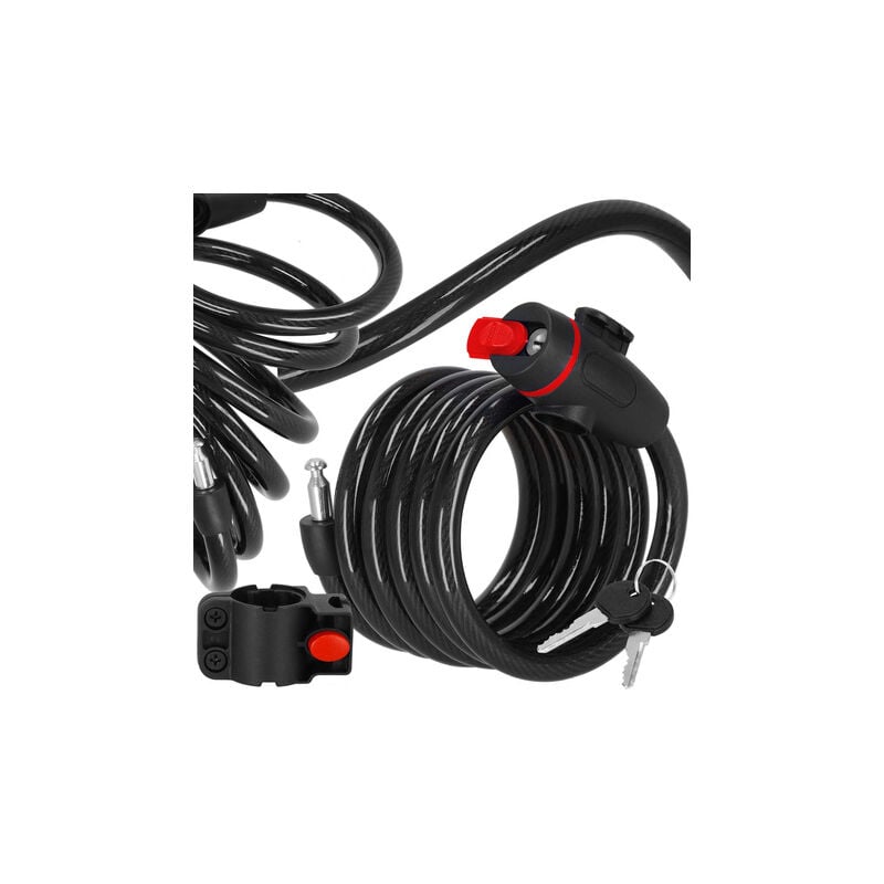 foto del prodotto springos chiusura per bicicletta, catena per bicicletta con lucchetto a chiave, nero, lunghezza 180 cm