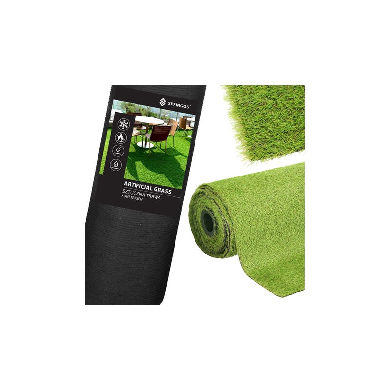 foto del prodotto springos erba sintetica da rotolo 1,5 m per terrazzo balcone campo morbido 20 mm