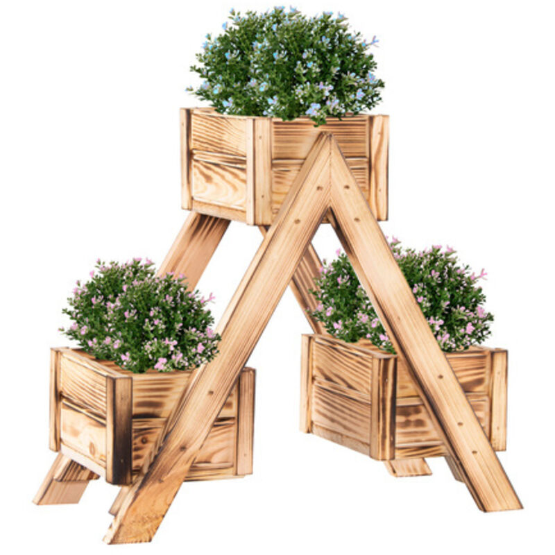 foto del prodotto springos kwietnik in legno da giardino per balcone esposto al sole.