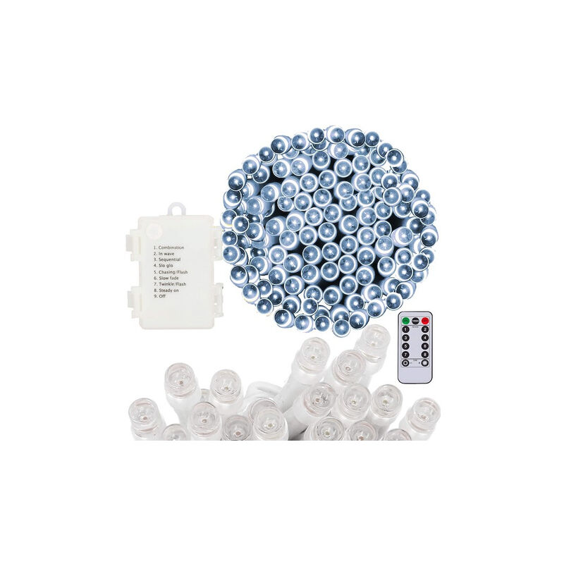 foto del prodotto springos lampade natalizie 100 led a batteria, bianco freddo con telecomando.