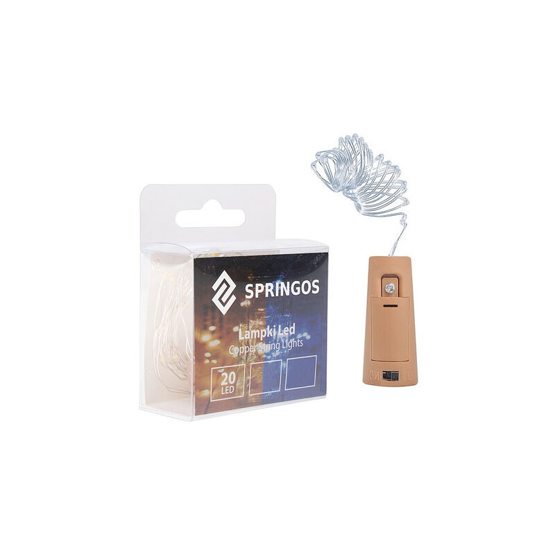 foto del prodotto springos lampadine decorative 20 led tappo per bottiglia bianco freddo.