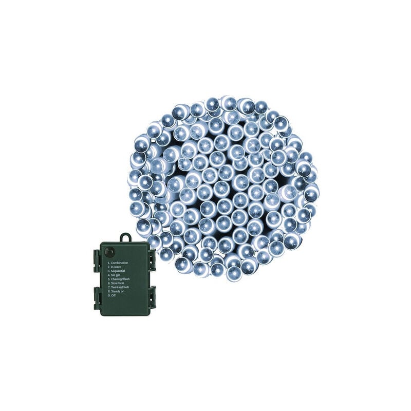 foto del prodotto springos lampadine natalizie 100 led a batteria, bianco freddo con programmazione.