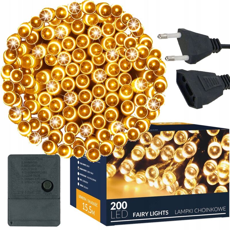 foto del prodotto springos luci di natale 200 led 16m est int per albero bianche calde natalizie