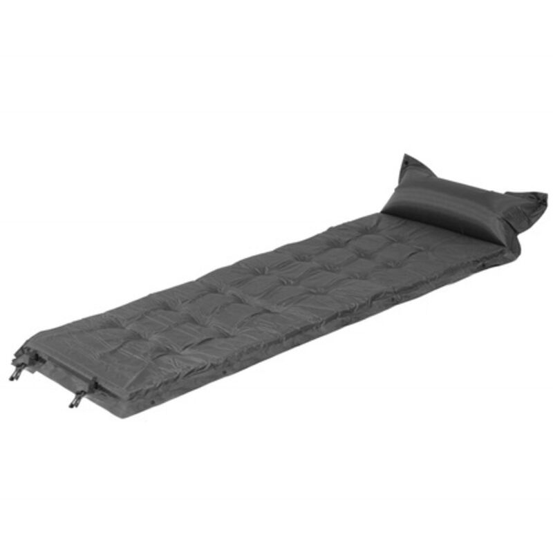 foto del prodotto springos materasso ad aria autogonfiante da 180 cm con cuscino e copertura, tappetino da campeggio grigio nero.