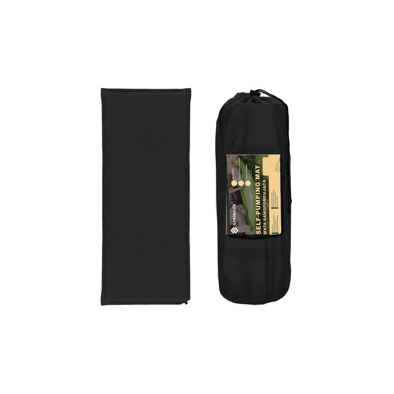 foto del prodotto springos materasso auto sgonfiante da 180 cm con copertura, tappetino da campeggio nero.