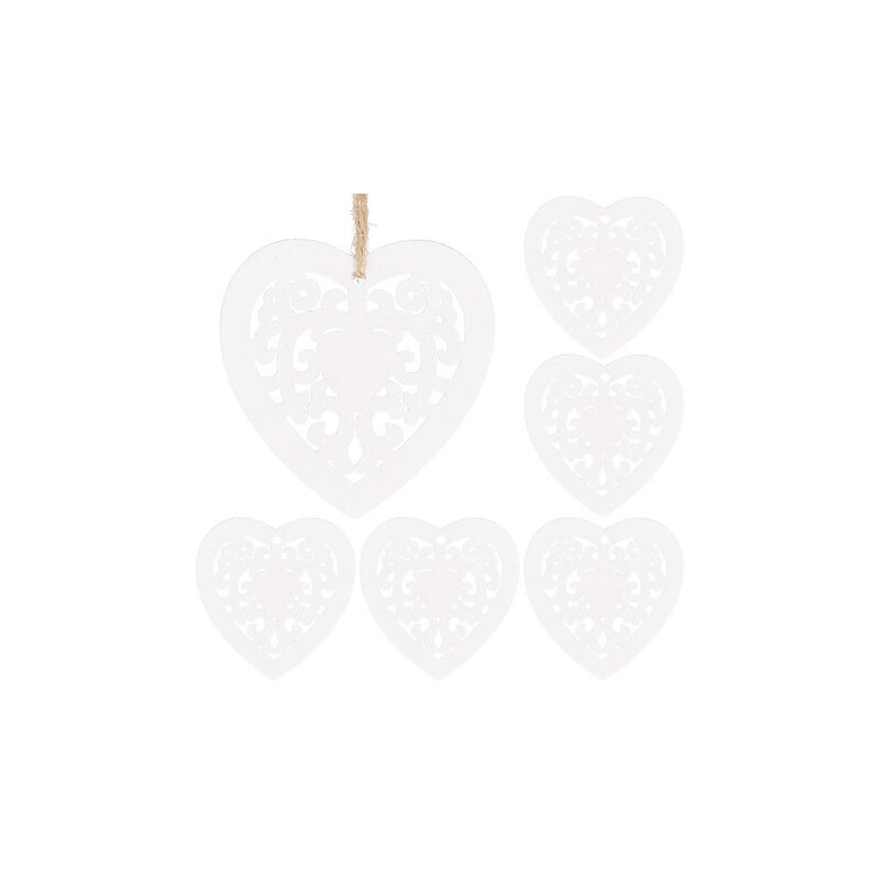 foto del prodotto springos ozdoba per l albero di natale in legno 7cm cuori decorativi sospesi set da 6 pezzi.