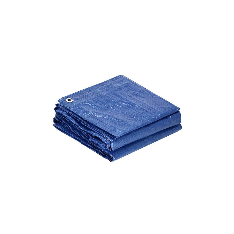 foto del prodotto springos plandeka 60g m2 4x5m un telo spesso di colore blu che serve come protezione.