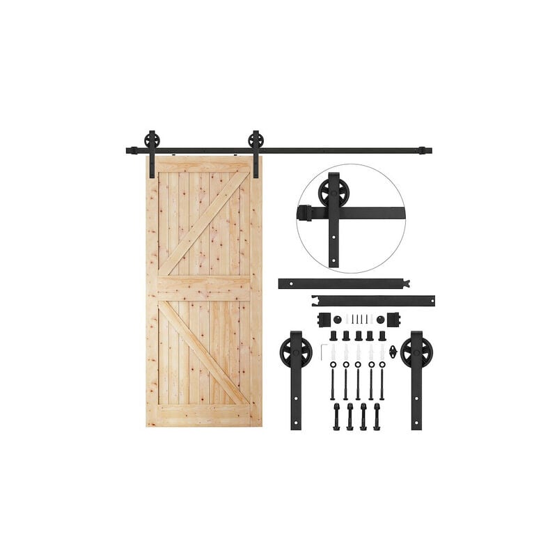 foto del prodotto springos sistema per porte scorrevoli a battente da 183 cm, guida con decorativi accessori per carichi fino a 100 kg, colore nero.