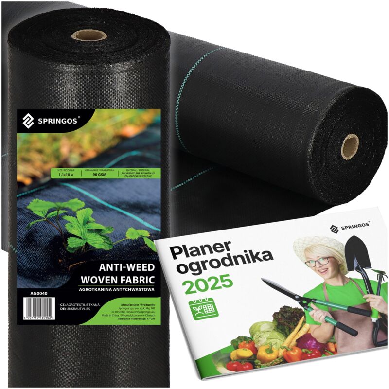 foto del prodotto springos tela agricola 90g 1,1x10m nera tessuto agricolo uv forte anti erba grosso