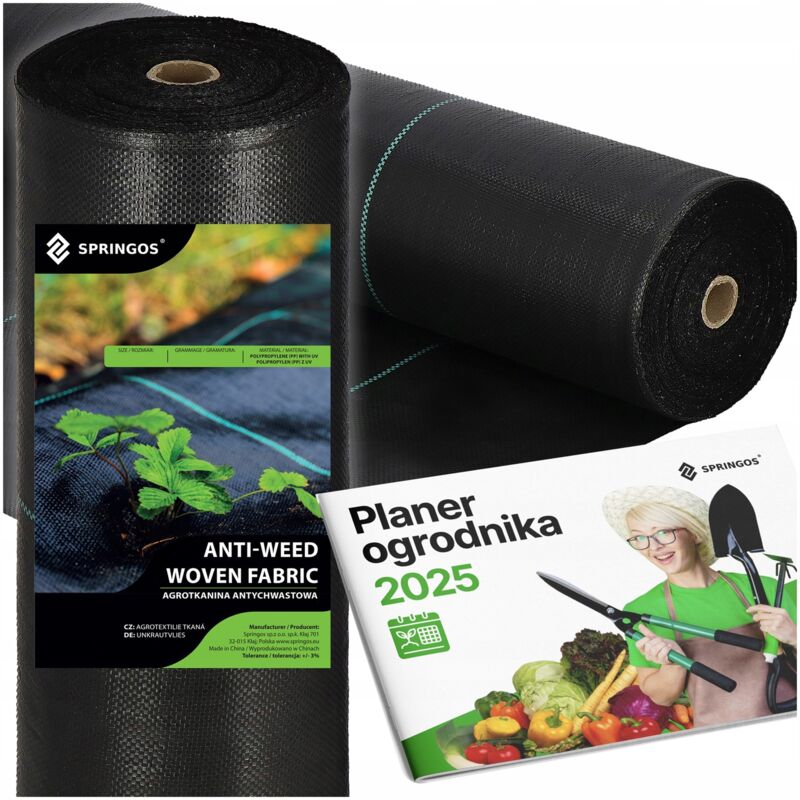 foto del prodotto springos telo agricolo 90g 1,6x50m nero tessuto agricolo uv forte anti erba grosso
