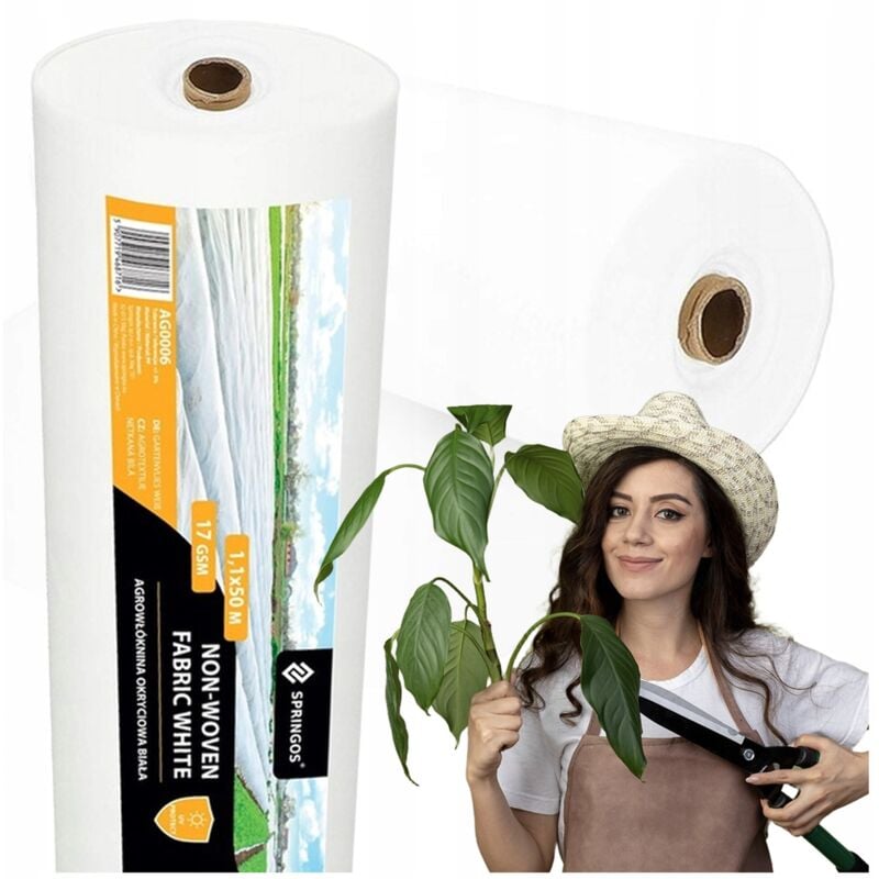 foto del prodotto springos - telo non tessuto agricolo primaverile 17g copertura 1,1x50m forte autunnale di protezione